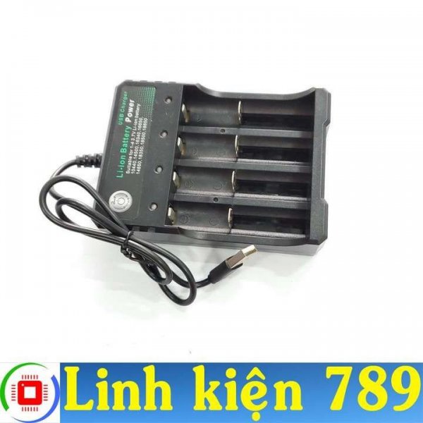 Sạc 4 pin 18650 16340 14500 1000mA bằng USB tự ngắt khi đầy